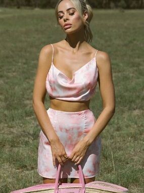Sabo Skirt x Em Davies Blush Tie Dye Skirt and Halter Top Sz S